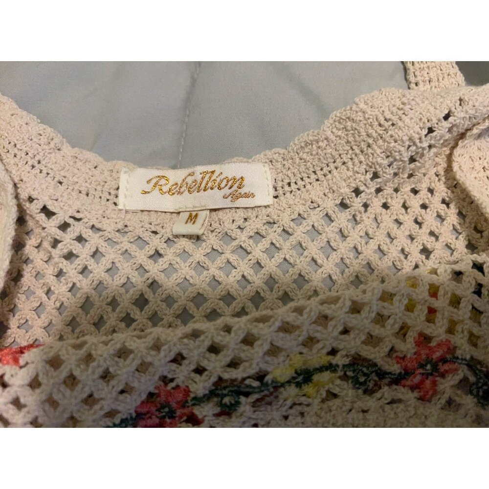 Rebellion Again/Coquette Crochet Tank Boho Size Medium - Picture 5 of 9